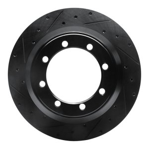Ford F-350 Super Duty Brake Rotor (1) - Rear Left - R1 Concepts - Drilled & Slotted - Black - `99-`04